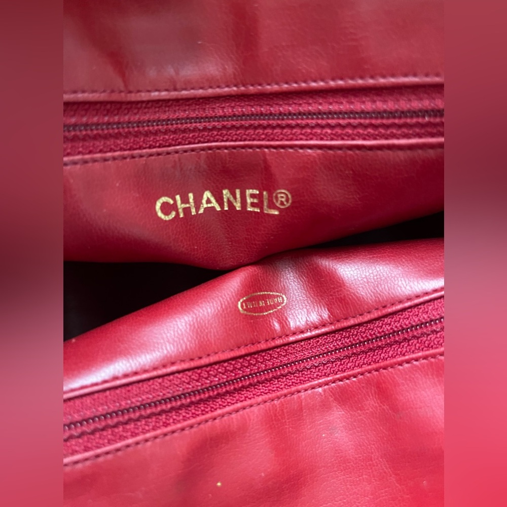 Chanel Red Lambskin Chevron Bag - Picture 12 of 17